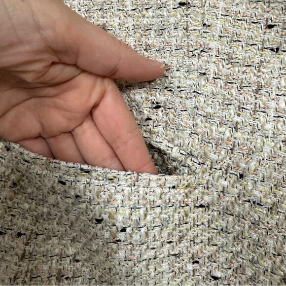 Ann Taylor Cream Tweed Fringe Blazer Jacket Womens 10 Preppy Classic Academia - Picture 4 of 10